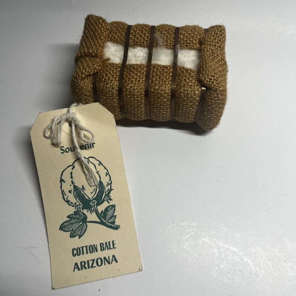 Vintage Arizona Miniature Cotton Bale Souvenir State Travel Memorabilia with Tag